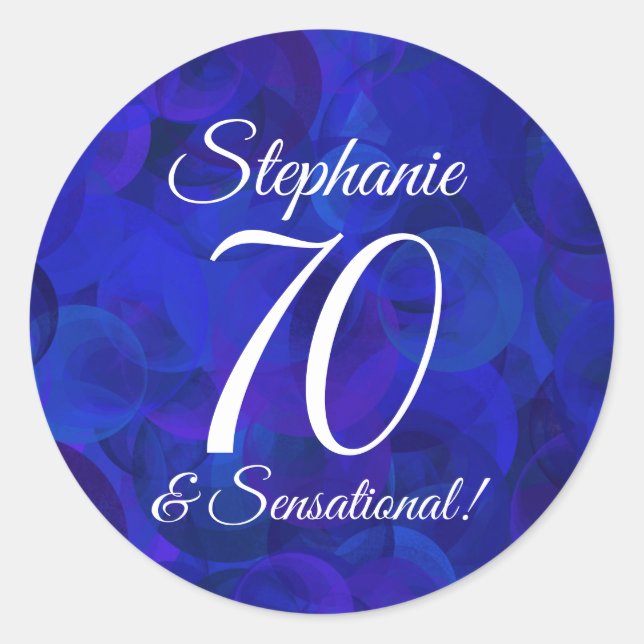 Elegant Purple 70 and Sensational Birthday Favour  Classic Round Sticker (Front)