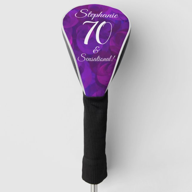 Elegant Purple 70 and Sensational Birthday Party Golf Head Cover (Front)