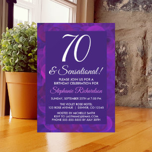 Elegant Purple 70 and Sensational Birthday Party Invitation