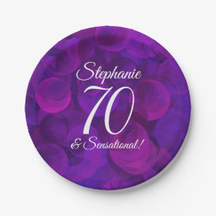 Elegant Purple 70 and Sensational Birthday Party Paper Plate