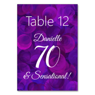 Elegant Purple 70 and Sensational Birthday Party Table Number