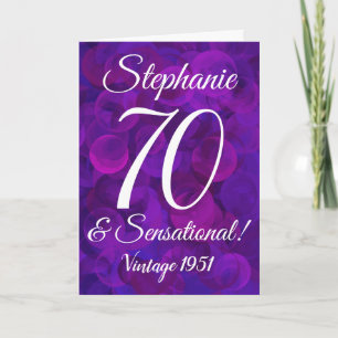Elegant Purple 70 and Sensational Personalised Card