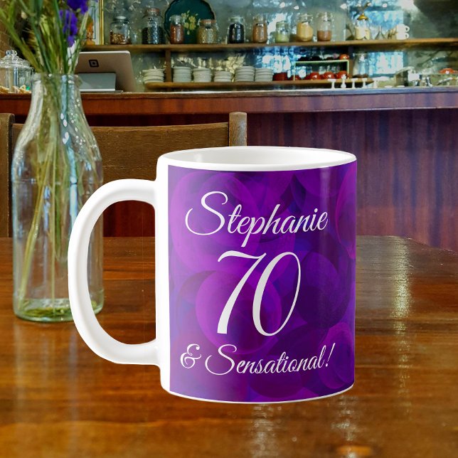 Elegant Purple 70 and Sensational Personalised Coffee Mug (Creator Uploaded)