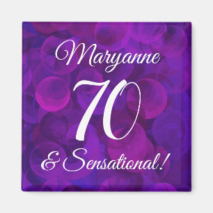 Elegant Purple 70 & Sensational Birthday Party Magnet