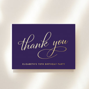 Elegant Purple 70th Birthday Foil Thank You Card