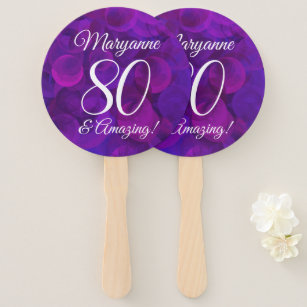 Elegant Purple 80 and Amazing Birthday Party Hand Fan