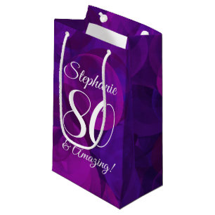 Elegant Purple 80 and Amazing Birthday Party Small Gift Bag