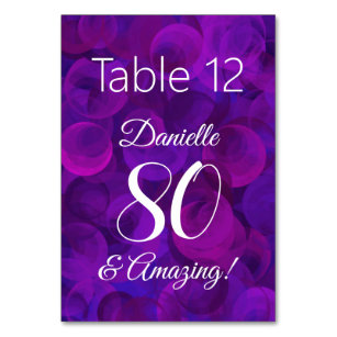 Elegant Purple 80 and Amazing Birthday Party Table Number