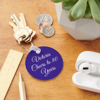 Elegant Purple 80th Birthday Keychain