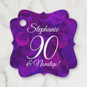 Elegant Purple 90 and Amazing Birthday Party Favour Tags