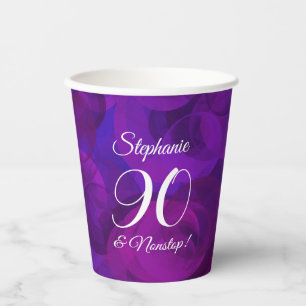 Elegant Purple 90 and Nonstop Birthday Party Paper Cups