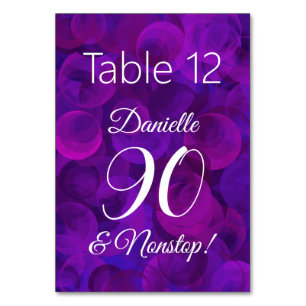 Elegant Purple 90 and Nonstop Birthday Party Table Number