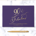 Elegant Purple 90th Birthday Party Gold Guest Book<br><div class="desc">Elegant purple guest book for her 90th birthday party featuring gold foil and "90 & Fabulous" in a stylish calligraphy script. Customise with her name,  the party date and a title on the spine in classic serif typography.</div>