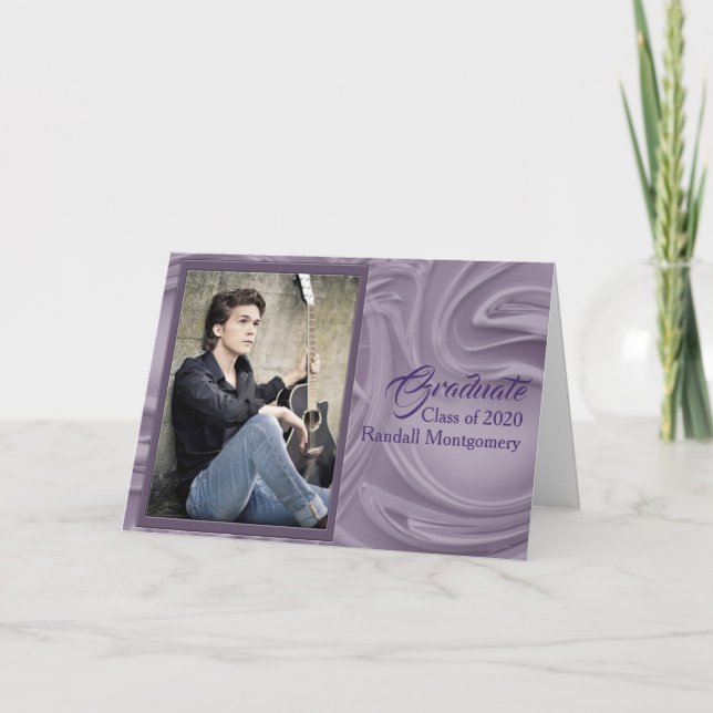 Elegant Purple Abstract Graduation Photo Party Invitation (Front)