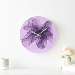 Elegant Purple Abstract Lines Large Clock