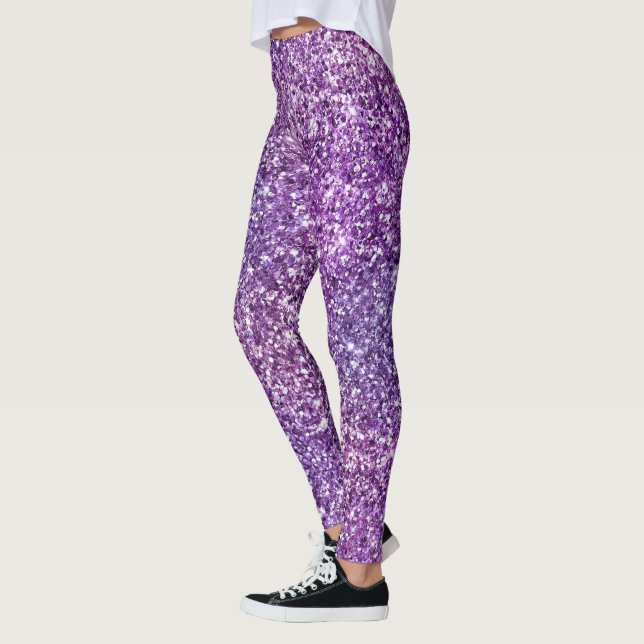 Elegant Purple Abstract Stylish Chic Pattern Leggings (Left)