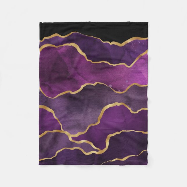 Elegant Purple Abstract Watercolor Pattern Fleece Blanket (Front)