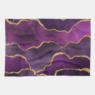 Elegant Purple Abstract Watercolor Pattern Tea Towel