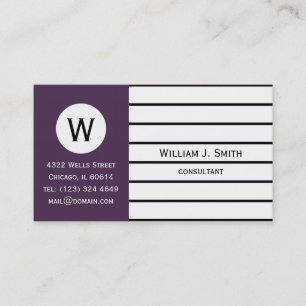 Elegant Purple, Acai Violet Monogram Professional  Business Card