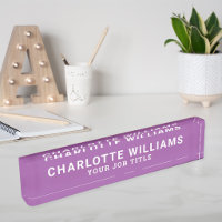 Elegant Purple Acrylic Office Employee