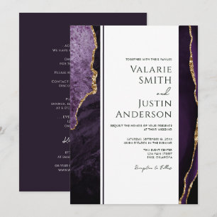 Elegant Purple Agate Budget Wedding All in One Invitation