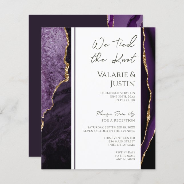 Elegant Purple Agate Elopement Reception (Front/Back)
