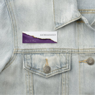 Elegant Purple Agate Modern Custom Name Tag