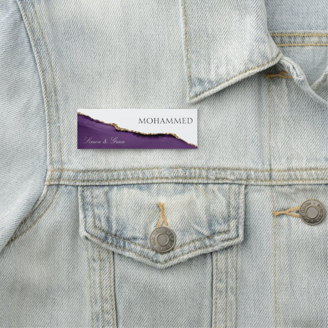 Elegant Purple Agate Modern Custom Name Tag (In Situ)