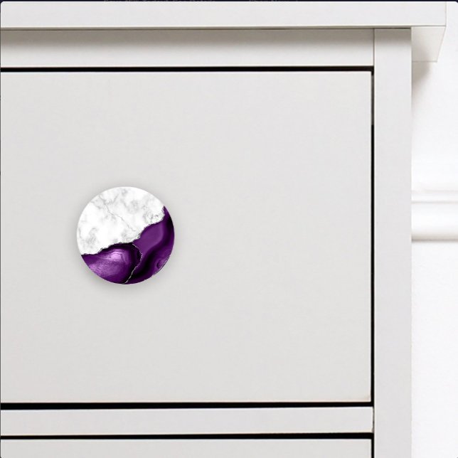 Elegant Purple Agate Silver Glitter White Marble Ceramic Knob (Creator Uploaded)