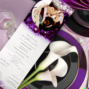 Elegant Purple Amethyst Crystal Geode Wedding Tri-Fold Invitation