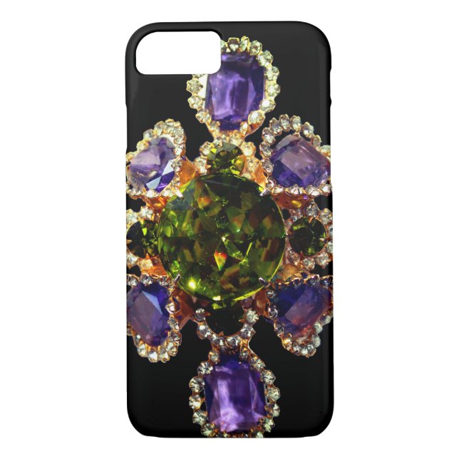 Elegant Purple Amethyst Diamonds Emeralds jeweller Case-Mate iPhone Case (Back)