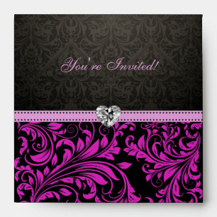 Elegant Purple and Black Damask Envelopes