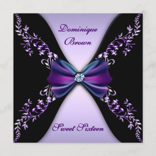 Elegant Purple and Black Invite with Diamond Bow