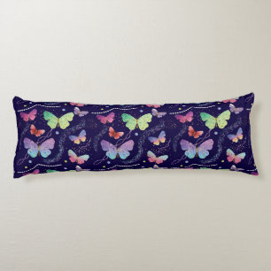 Elegant Purple and Blue Bright Butterflies Body Cushion