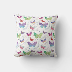 Elegant Purple and Blue Bright Butterflies Cushion
