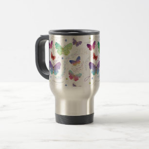 Elegant Purple and Blue Bright Butterflies Travel Mug