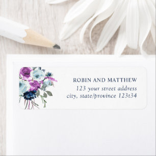 Elegant Purple and Blue Floral Address Label