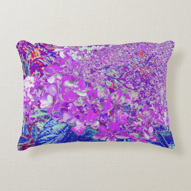 Elegant Purple and Blue Limelight Hydrangea Decorative Cushion (Front)
