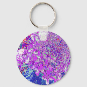 Elegant Purple and Blue Limelight Hydrangea Key Ring