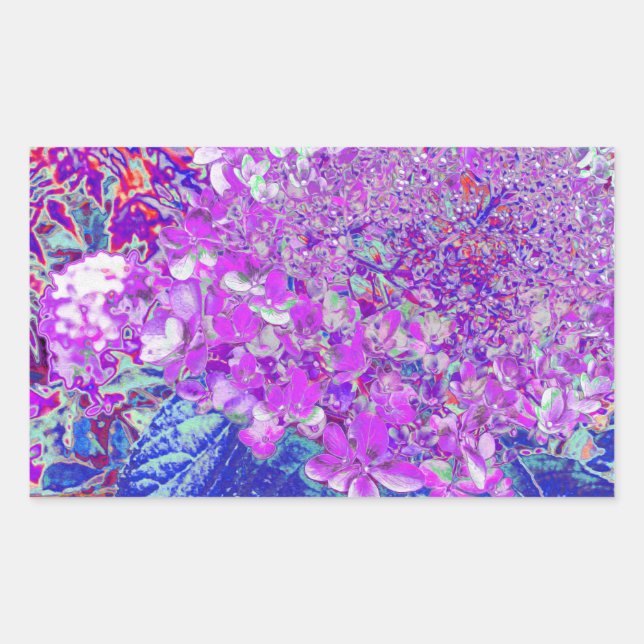 Elegant Purple and Blue Limelight Hydrangea Rectangular Sticker (Front)