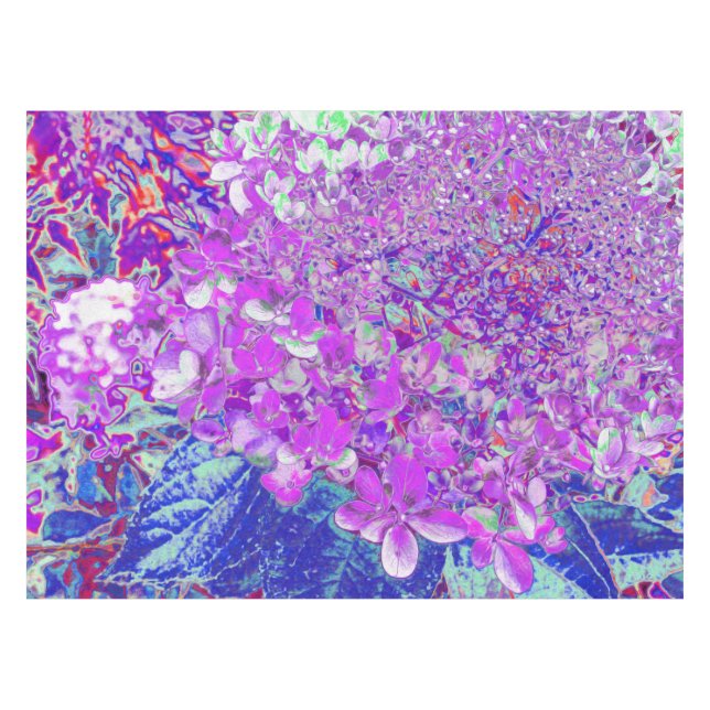 Elegant Purple and Blue Limelight Hydrangea Tablecloth (Front (Horizontal))
