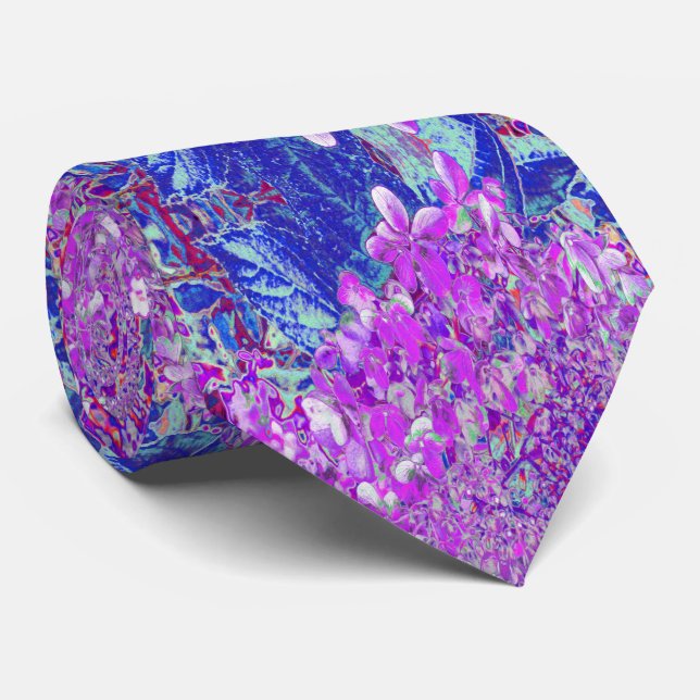 Elegant Purple and Blue Limelight Hydrangea Tie (Rolled)