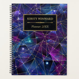 Elegant Purple and Blue Midnight Crystal Galaxy Planner