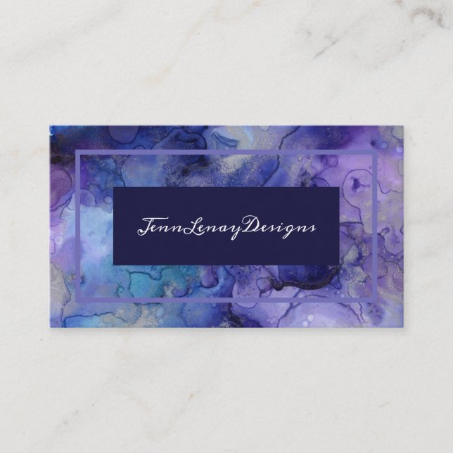Elegant Purple And Blue Watercolor  Business Card (Front)