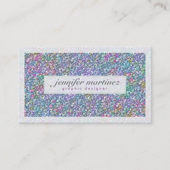 Elegant Purple And Colourful Glitter & Sparkles 3 Business Card (Front)