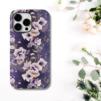 Elegant Purple and Cream Orchid Floral  Case-Mate iPhone 14 Pro Max Case