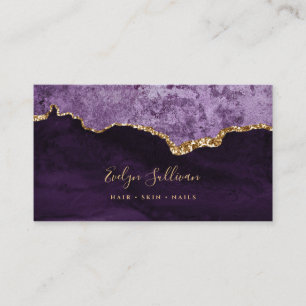 elegant purple and gold agate business card