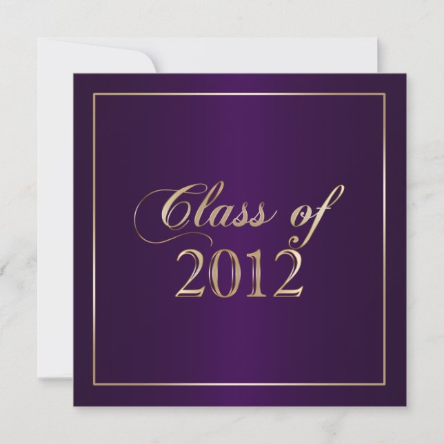 Elegant Purple and Gold Class of 2012 Invitation (Front)