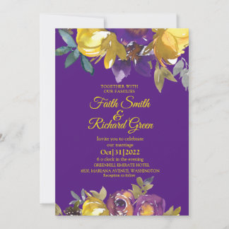 Elegant Purple and Gold Fall Wedding Invitations