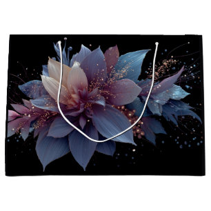 Elegant Purple and Gold Fantasy Floral Arrangement Large Gift Bag